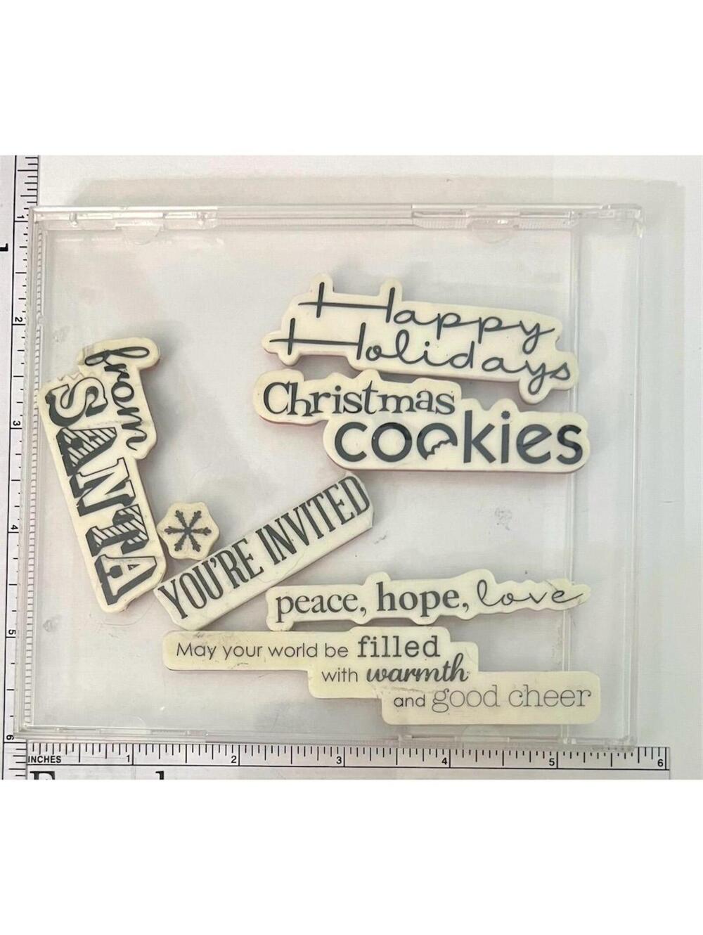 Christmas Rubber Stamp Set Holiday Greetings Messages Festive Card Making